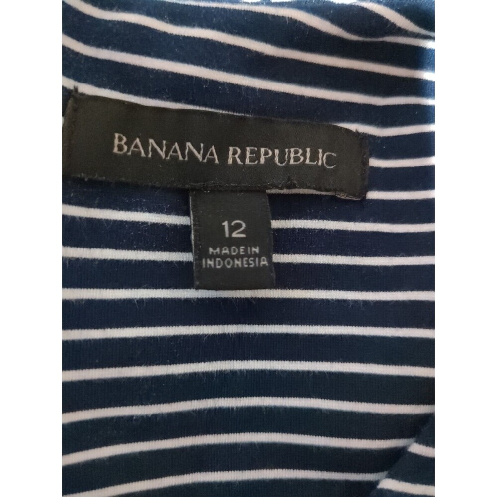 Banana Republic Dress Size 12 Sleeveless Black White Stripe Zip - Picture 3 of 5